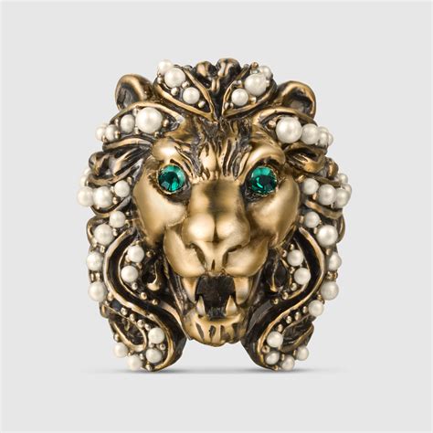 gucci ring lion head silver|gucci lion head necklace.